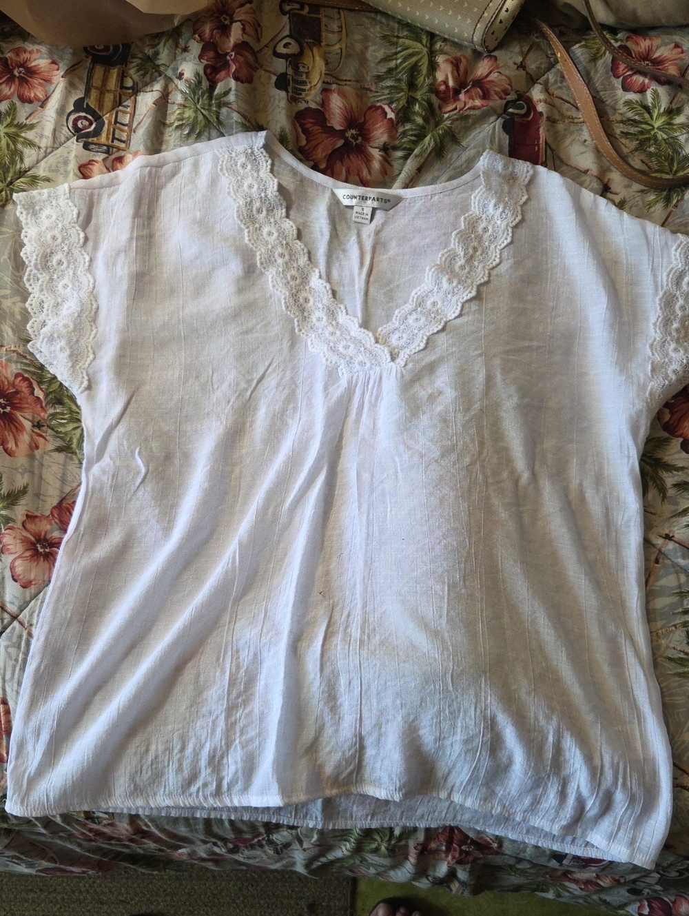 Counterparts Lace Trim V-Neck Blouse